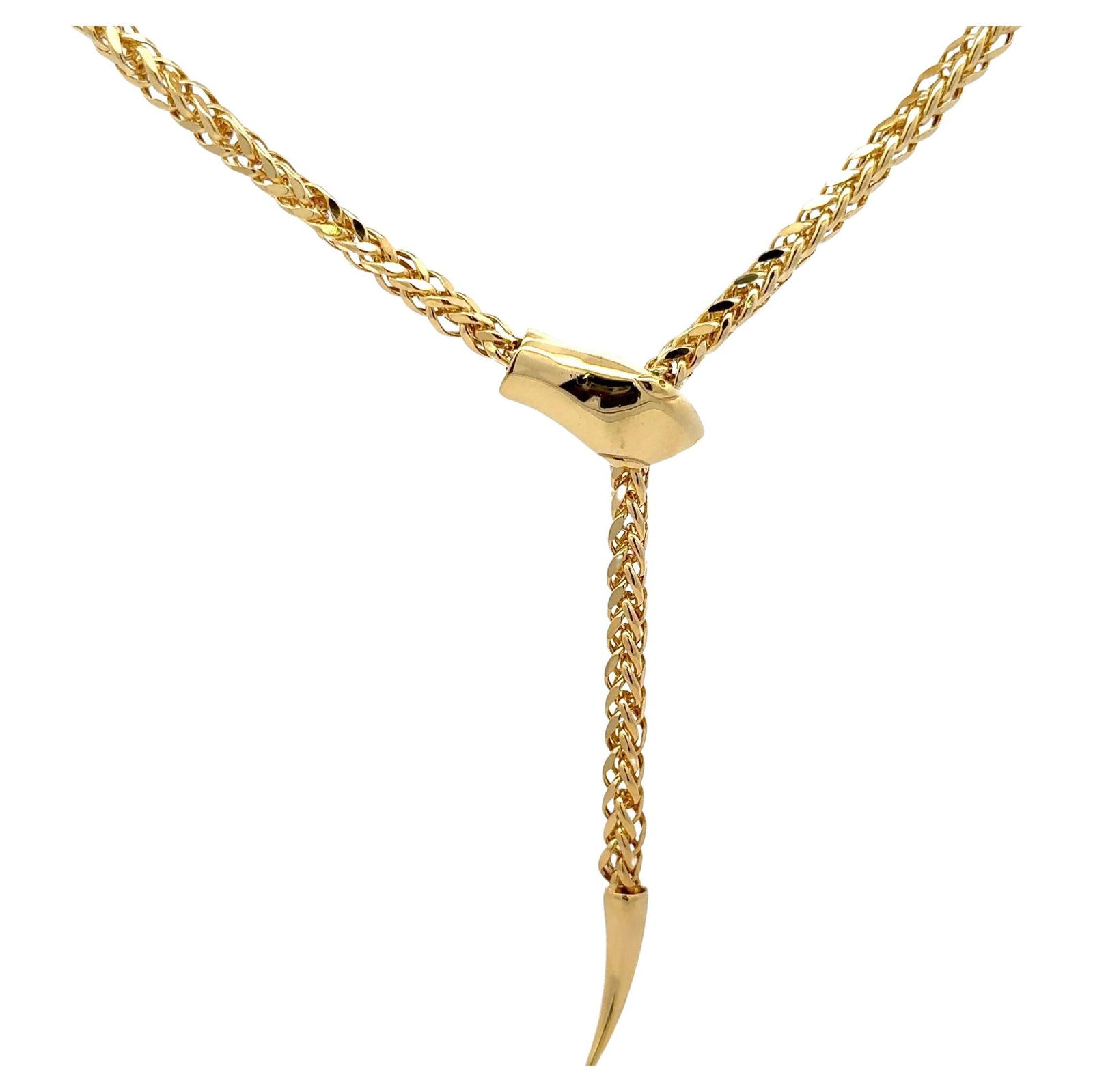 Harbor Diamonds Italian 14K Yellow Gold Snake Lariat Necklace 21 in Adjustable: Harbor Diamonds Italian 14K Yellow Gold Snake Lariat Necklace 21 in Adjustable This exquisite Italian necklace features a contemporary snake motif design, crafted from 14 karat yellow gold. Weighing 1