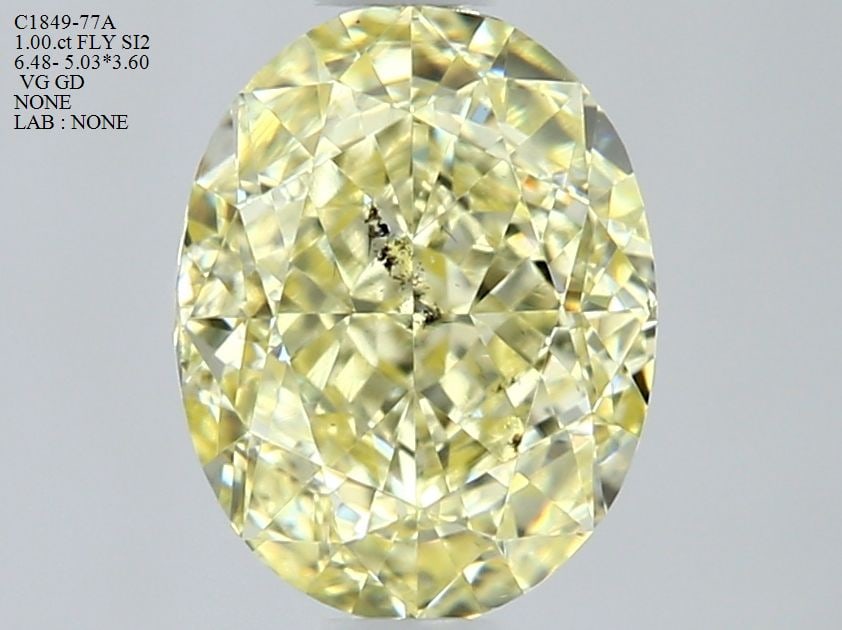 Loose Diamond - OVAL 1.0ct Fancy Light Yellow SI2: Loose Diamond - OVAL 1.0ct Fancy Light Yellow SI2 Source: Natural Shape: OVAL Carats: 1.0 Color: Fancy Light Yellow Certification: NONE Video: