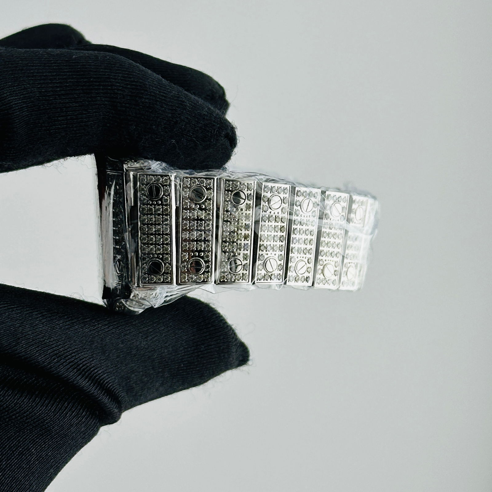 Ladies Santos Galbee XL Reference 2823 Aftermarket Diamond Roman Dial Watch: Ladies Santos Galbee XL Reference 2823 Aftermarket Diamond Roman Dial Watch This Cartier Santos Galbee XL watch features an aftermarket diamond Roman numeral dial, a diamond-set rose gold-plated bezel