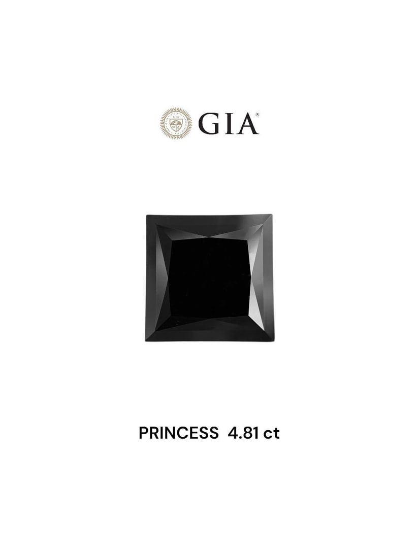 Loose Diamond - PRINCESS 4.81ct Fancy Black VVS2: Loose Diamond - PRINCESS 4.81ct Fancy Black VVS2 Source: Natural Shape: PRINCESS Carats: 4.81 Color: Fancy Black Certification: GIA Video: