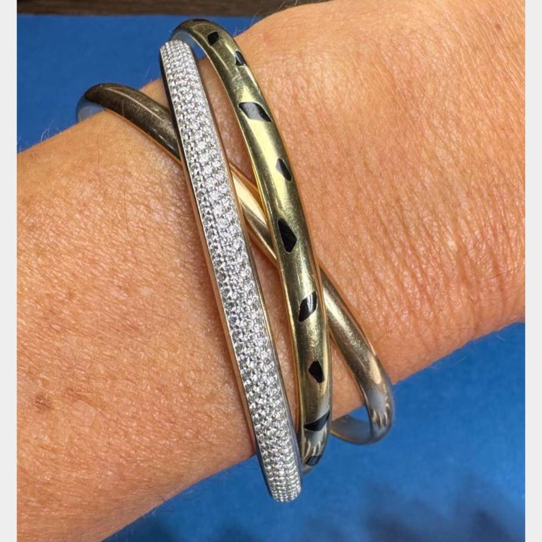 Trinity Diamond Bangles in 18K Tri-Gold with 423 Stones (1 of 3)