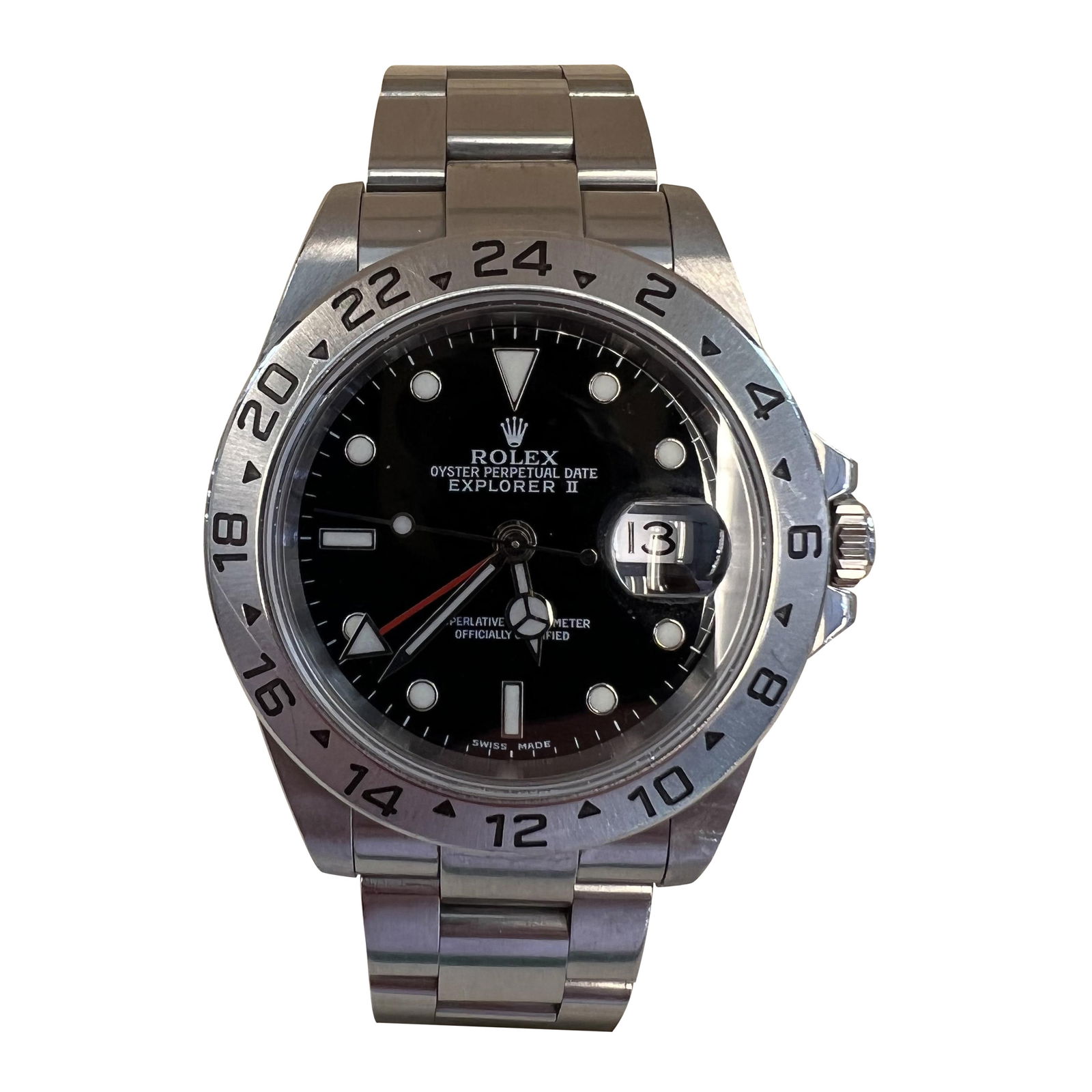 Rolex Explorer II 16570 Automatic Black Dial Stainless Steel Box Papers: Rolex Explorer II 16570 Automatic Black Dial Stainless Steel Box Papers This stunning Rolex Explorer II features a sleek black dial and is part of the renowned Explorer Collection. Crafted from high-q