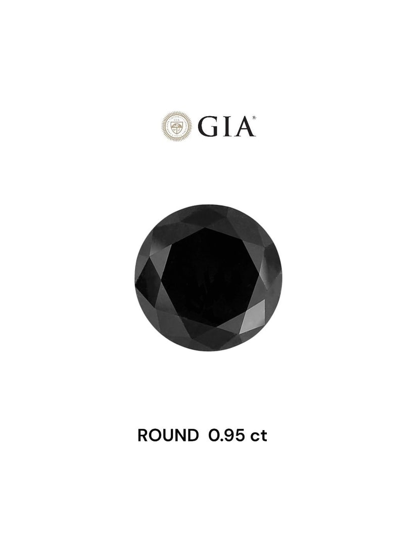 Loose Diamond - ROUND 0.95ct Fancy Black VVS2: Loose Diamond - ROUND 0.95ct Fancy Black VVS2 Source: Natural Shape: ROUND Carats: 0.95 Color: Fancy Black Certification: GIA Video: