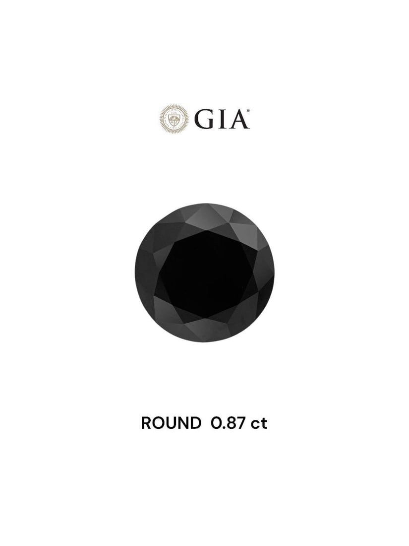 Loose Diamond - ROUND 0.87ct Fancy Black VVS2: Loose Diamond - ROUND 0.87ct Fancy Black VVS2 Source: Natural Shape: ROUND Carats: 0.87 Color: Fancy Black Certification: GIA Video: