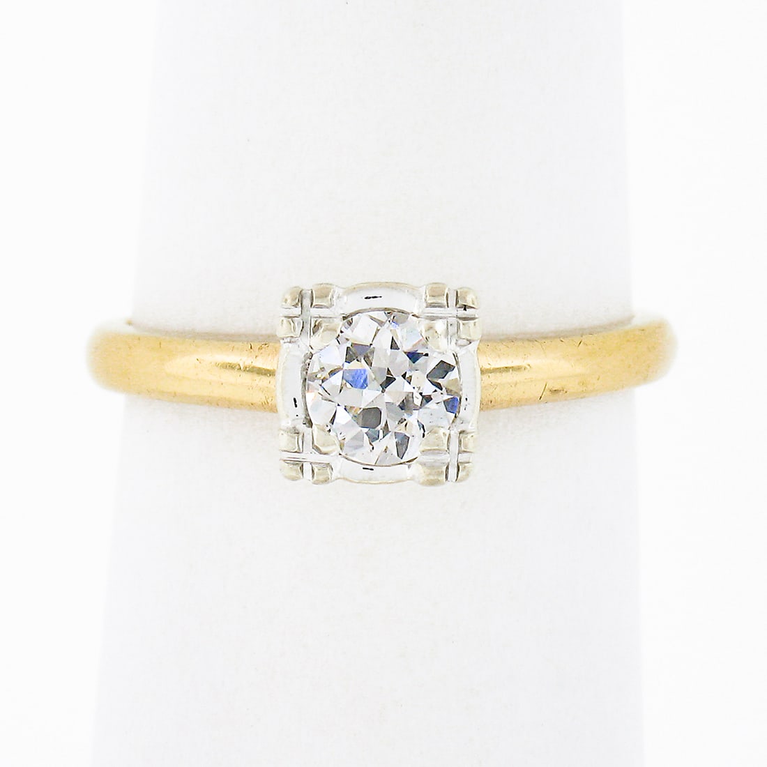 Antique Art Deco Handmade 14K Two Tone Gold 0.45ct Diamond Engagement Ring: Antique Art Deco Handmade 14K Two Tone Gold 0.45ct Diamond Engagement Ring Discover the elegance of this Antique Art Deco engagement ring, a timeless piece crafted during the 1915-1935 era. Made from