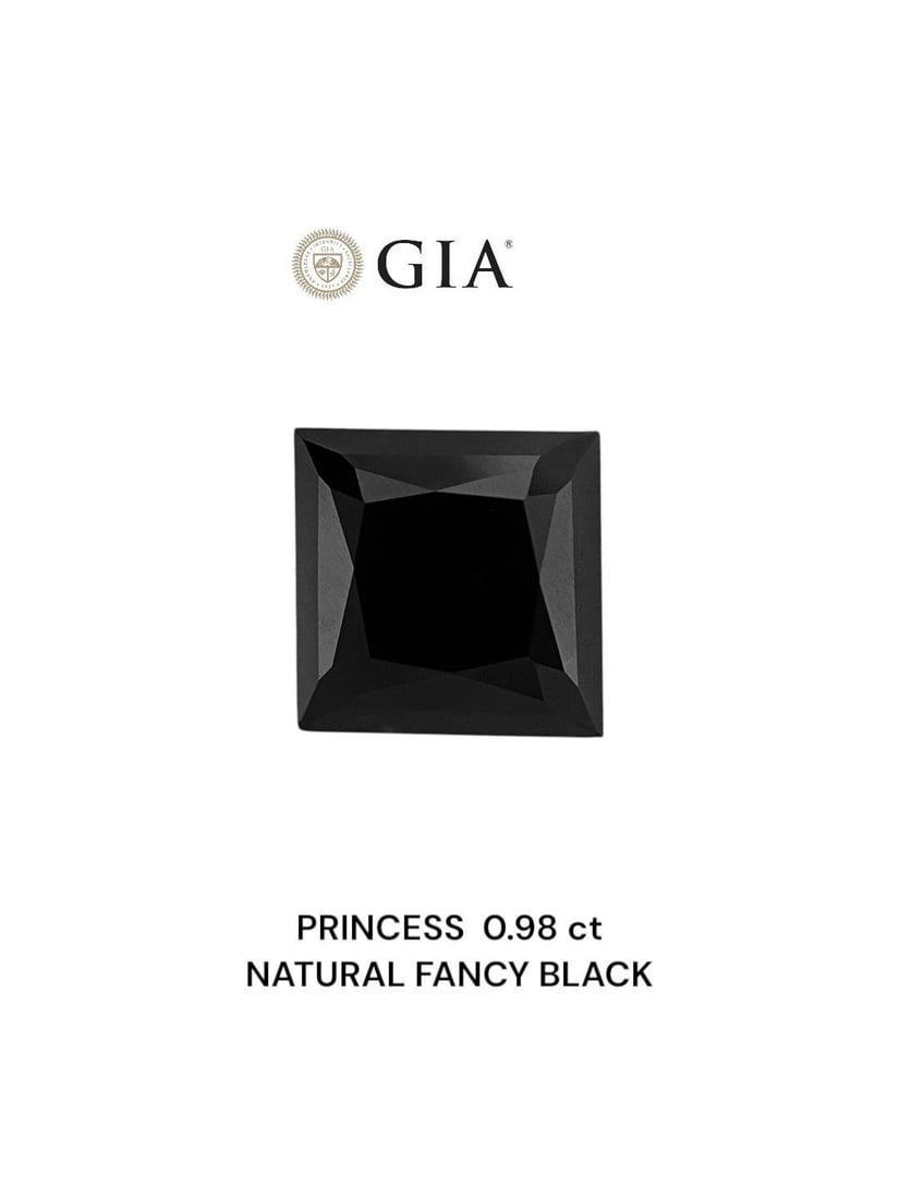 Loose Diamond - PRINCESS 0.98ct Fancy Black VVS2: Loose Diamond - PRINCESS 0.98ct Fancy Black VVS2 Source: Natural Shape: PRINCESS Carats: 0.98 Color: Fancy Black Certification: GIA Video: