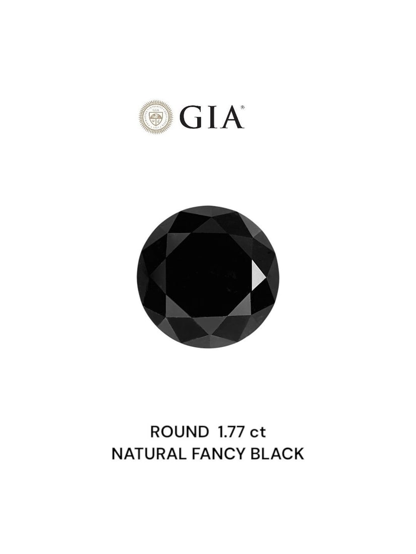 Loose Diamond - ROUND 1.77ct Fancy Black VVS2: Loose Diamond - ROUND 1.77ct Fancy Black VVS2 Source: Natural Shape: ROUND Carats: 1.77 Color: Fancy Black Certification: GIA Video: