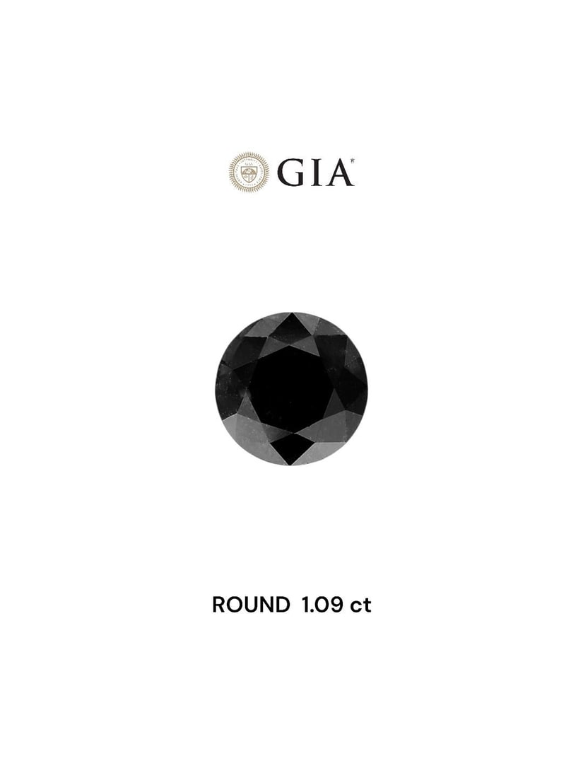 Loose Diamond - ROUND 1.09ct Fancy Black VVS2: Loose Diamond - ROUND 1.09ct Fancy Black VVS2 Source: Natural Shape: ROUND Carats: 1.09 Color: Fancy Black Certification: GIA Video: