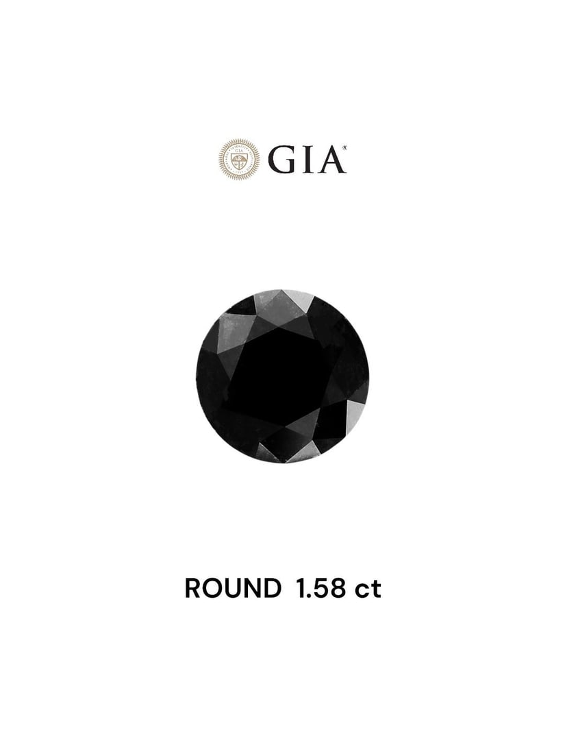 Loose Diamond - ROUND 1.58ct Fancy Black VVS2: Loose Diamond - ROUND 1.58ct Fancy Black VVS2 Source: Natural Shape: ROUND Carats: 1.58 Color: Fancy Black Certification: GIA Video: