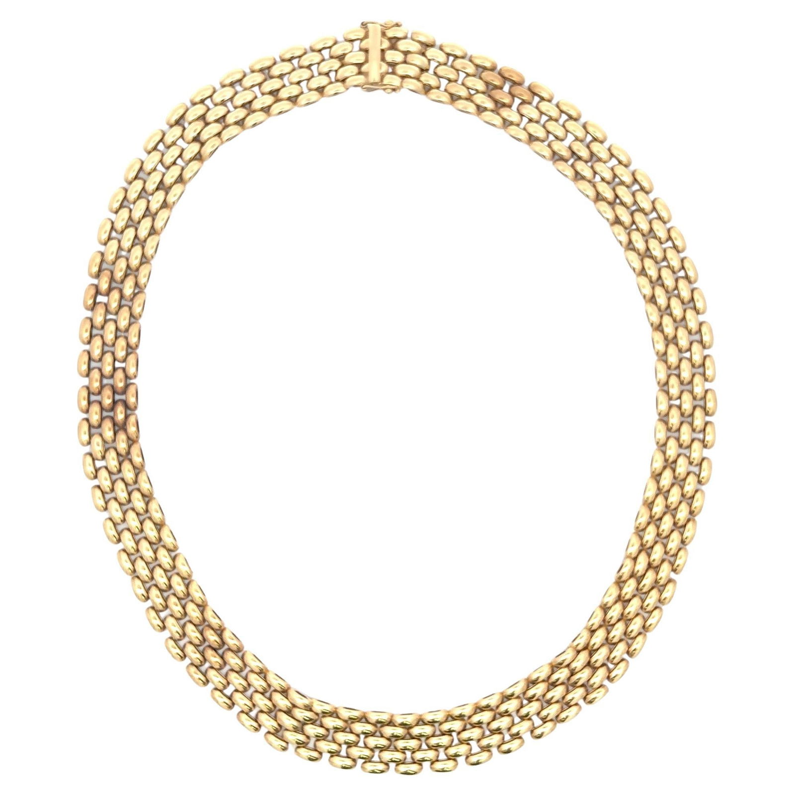 Harbor Diamonds Five Row Panthere Link Necklace 14K Yellow Gold 16.5in (1 of 8)