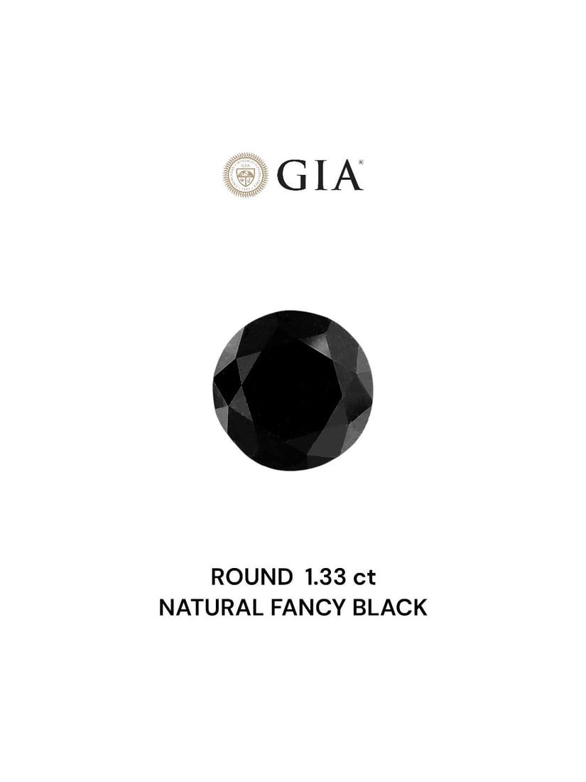 Loose Diamond - ROUND 1.33ct Fancy Black VVS2: Loose Diamond - ROUND 1.33ct Fancy Black VVS2 Source: Natural Shape: ROUND Carats: 1.33 Color: Fancy Black Certification: GIA Video: