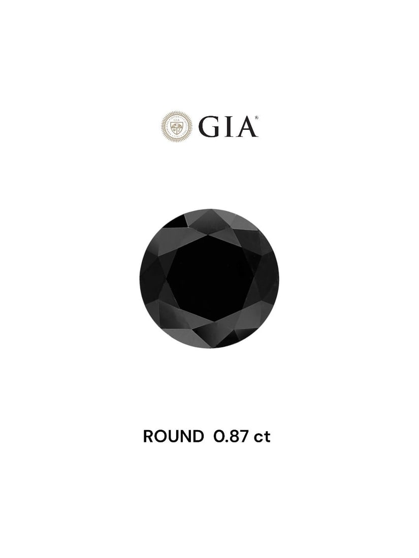 Loose Diamond - ROUND 0.87ct Fancy Black VVS2: Loose Diamond - ROUND 0.87ct Fancy Black VVS2 Source: Natural Shape: ROUND Carats: 0.87 Color: Fancy Black Certification: GIA Video: