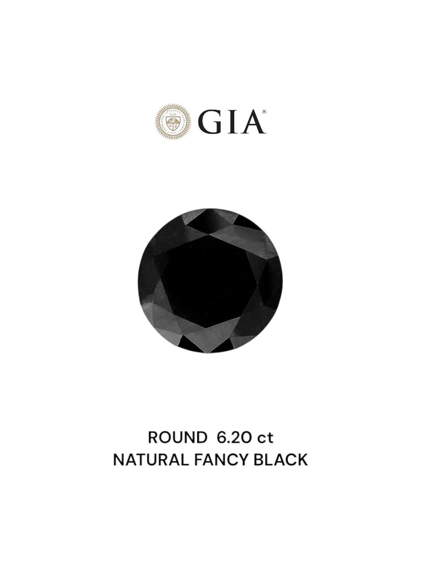 Loose Diamond - ROUND 6.2ct Fancy Black VVS2: Loose Diamond - ROUND 6.2ct Fancy Black VVS2 Source: Natural Shape: ROUND Carats: 6.2 Color: Fancy Black Certification: GIA Video: