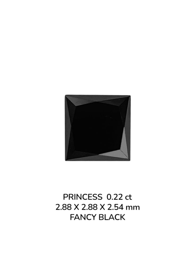 Loose Diamond - PRINCESS 0.22ct Fancy Black VVS2: Loose Diamond - PRINCESS 0.22ct Fancy Black VVS2 Source: Natural Shape: PRINCESS Carats: 0.22 Color: Fancy Black Certification: NONE The Diamond Depot Guarantee: All items in this auction are guarante