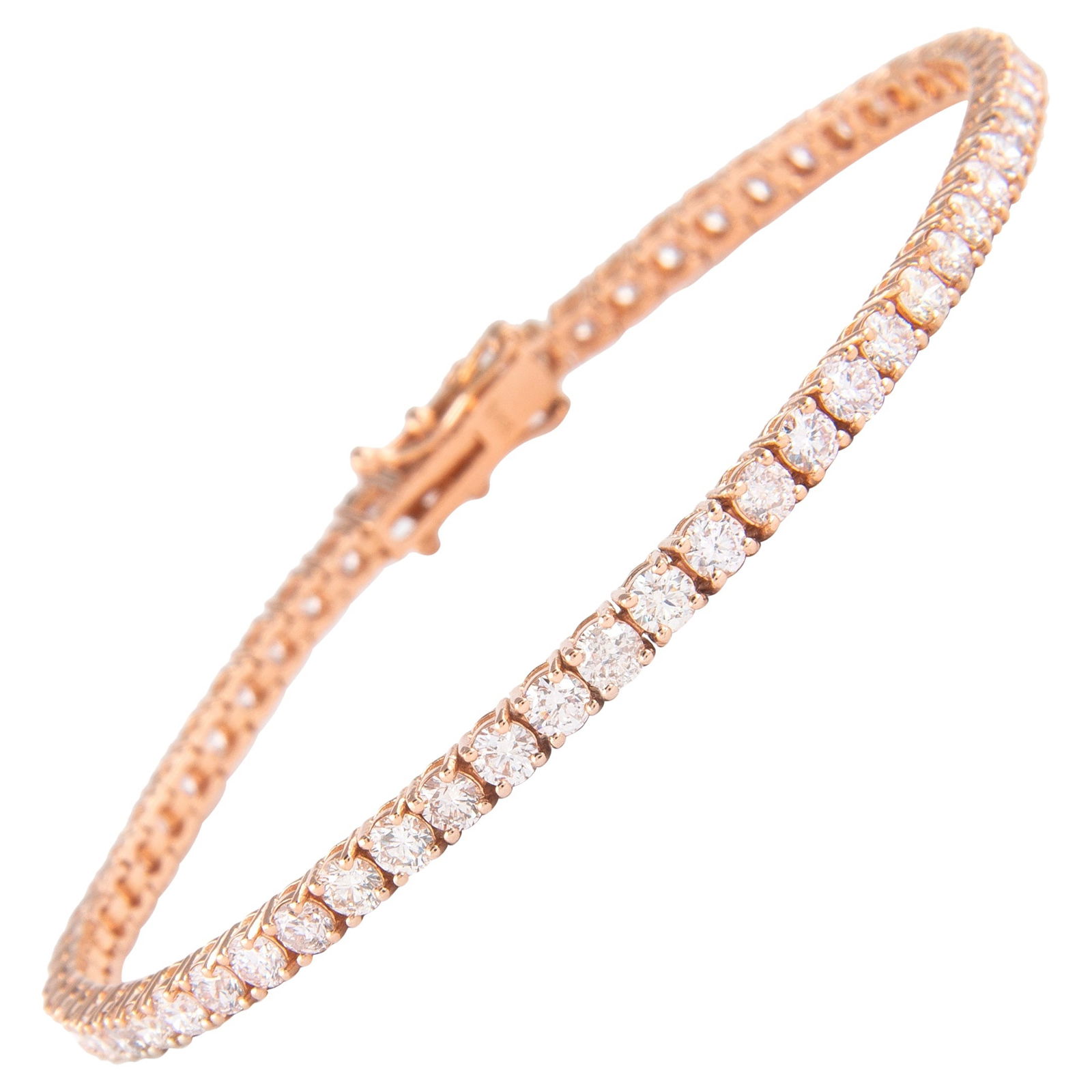 4.38ct Round Cut Diamond Tennis Bracelet in 14k Rose Gold (1 of 4)