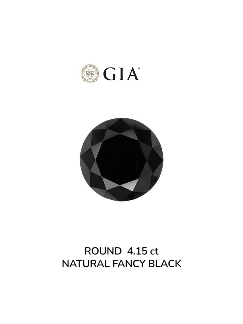 Loose Diamond - ROUND 4.15ct Fancy Black VVS2: Loose Diamond - ROUND 4.15ct Fancy Black VVS2 Source: Natural Shape: ROUND Carats: 4.15 Color: Fancy Black Certification: GIA Video: