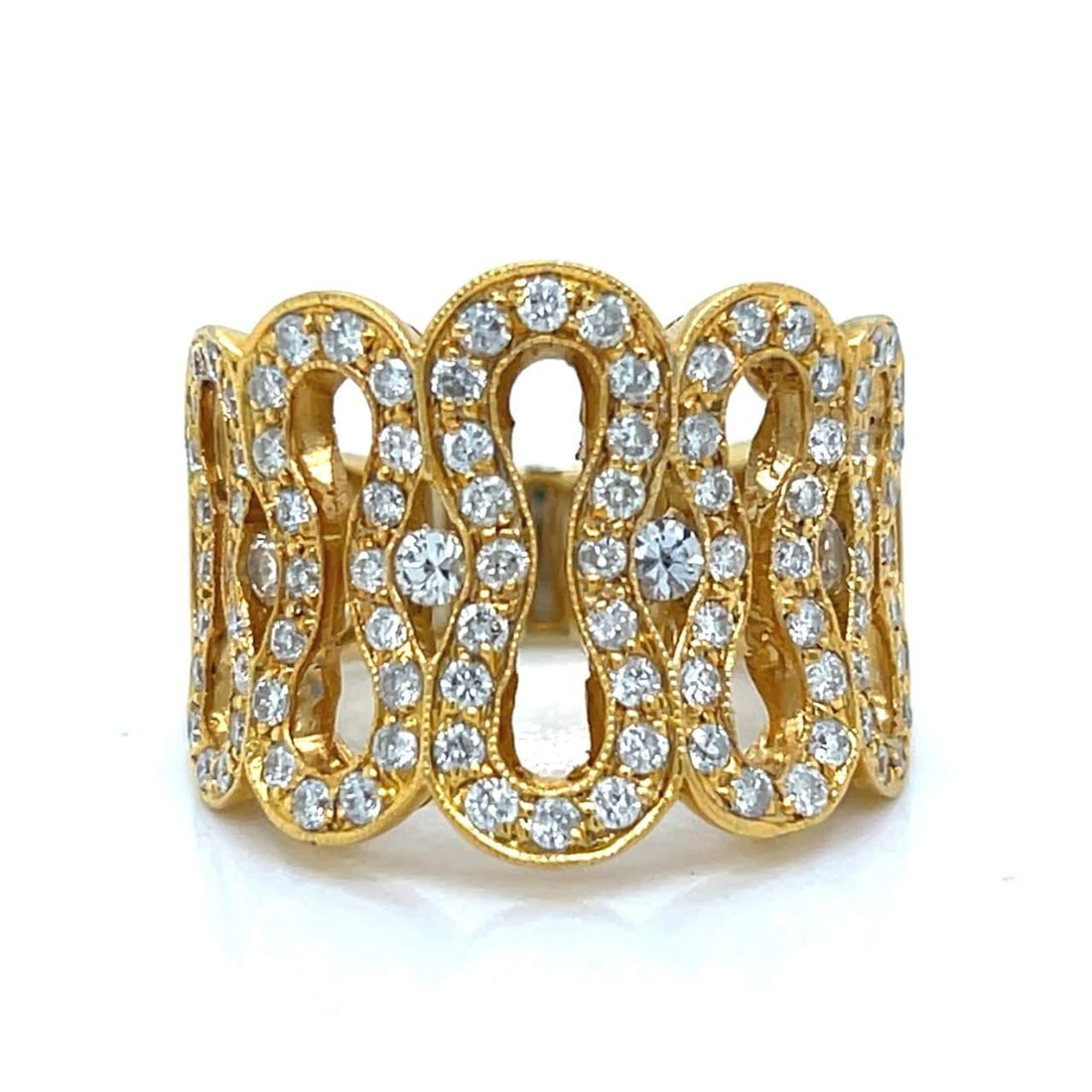 Stunning 18K Yellow Gold Diamond Ring 1.25 Ct with 92 Diamonds (1 of 4)
