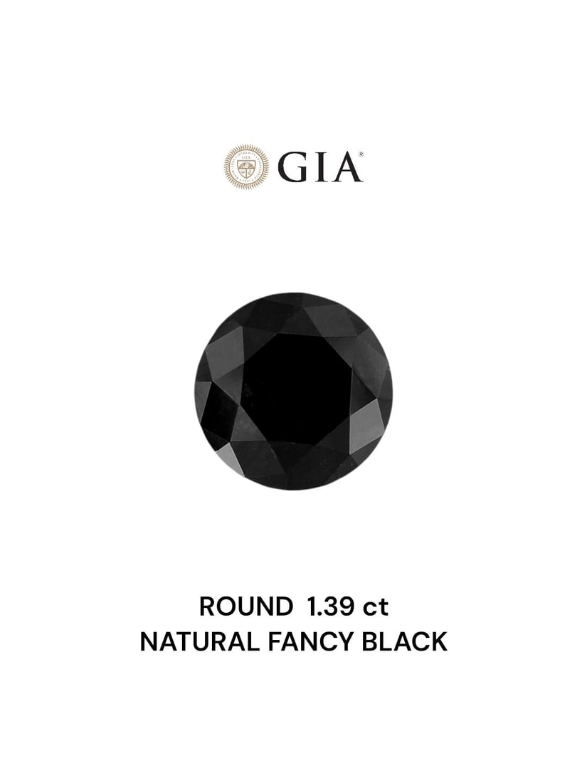 Loose Diamond - ROUND 1.39ct Fancy Black VVS2: Loose Diamond - ROUND 1.39ct Fancy Black VVS2 Source: Natural Shape: ROUND Carats: 1.39 Color: Fancy Black Certification: GIA Video: