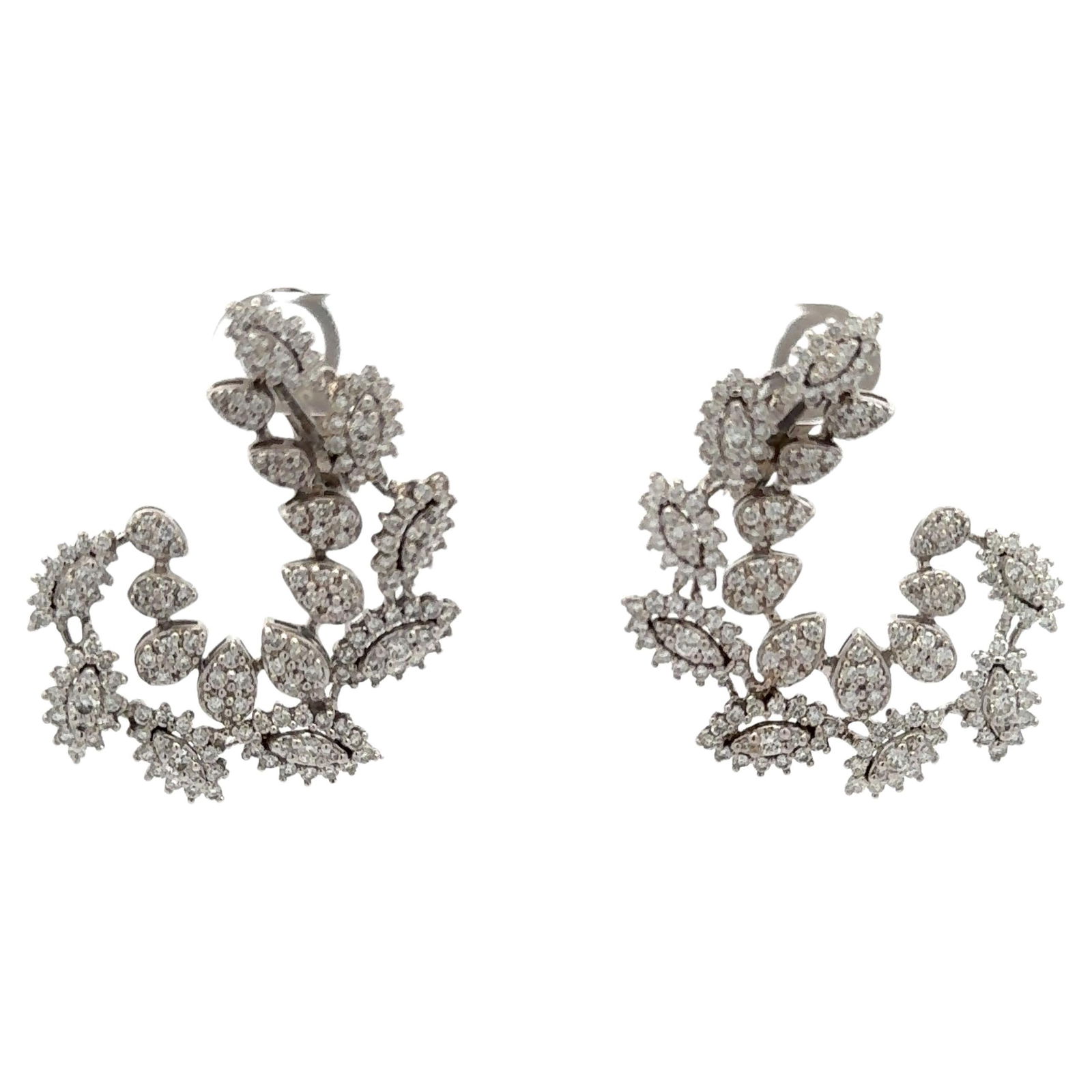 Harbor Diamonds 14K White Gold Diamond Loop Earrings 2.39 Carats F-G VS1-VS2 (1 of 7)