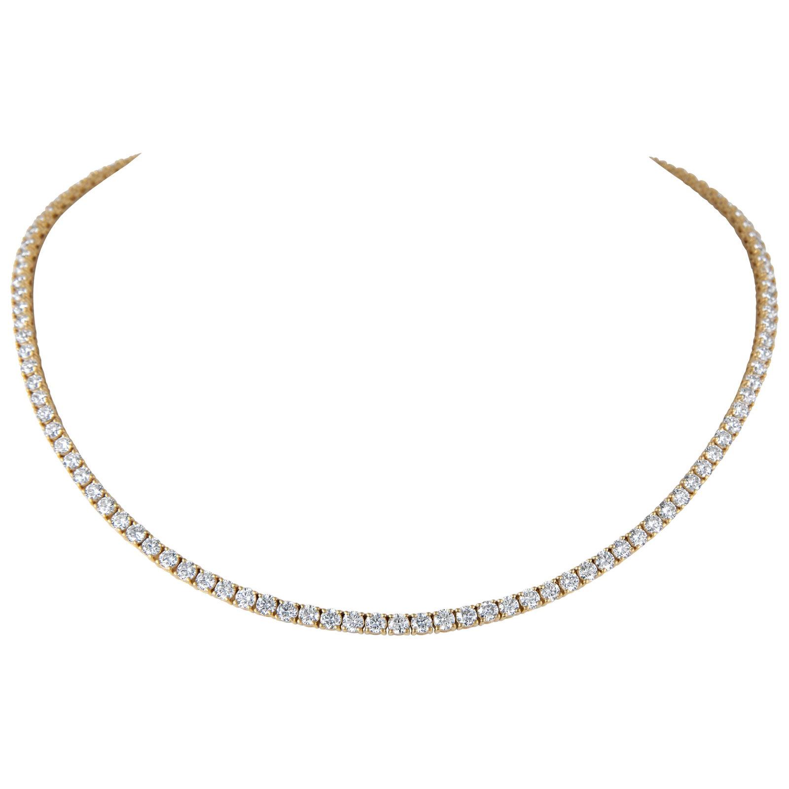 14.95ct Diamond Tennis Necklace 18k Yellow Gold 16.5in GIA Appraisal (1 of 4)
