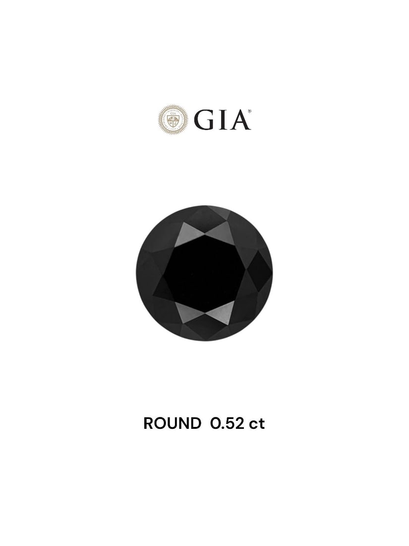 Loose Diamond - ROUND 0.52ct Fancy Black VVS2: Loose Diamond - ROUND 0.52ct Fancy Black VVS2 Source: Natural Shape: ROUND Carats: 0.52 Color: Fancy Black Certification: GIA Video: