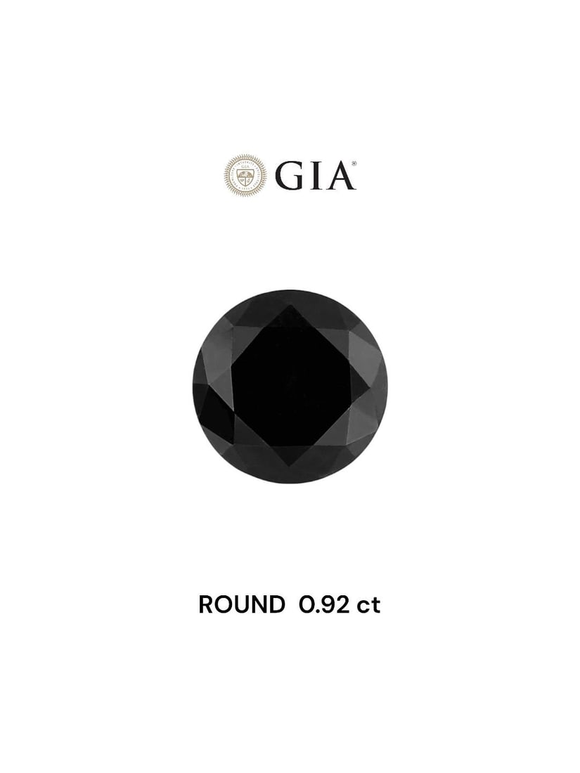 Loose Diamond - ROUND 0.92ct Fancy Black VVS2: Loose Diamond - ROUND 0.92ct Fancy Black VVS2 Source: Natural Shape: ROUND Carats: 0.92 Color: Fancy Black Certification: GIA Video: