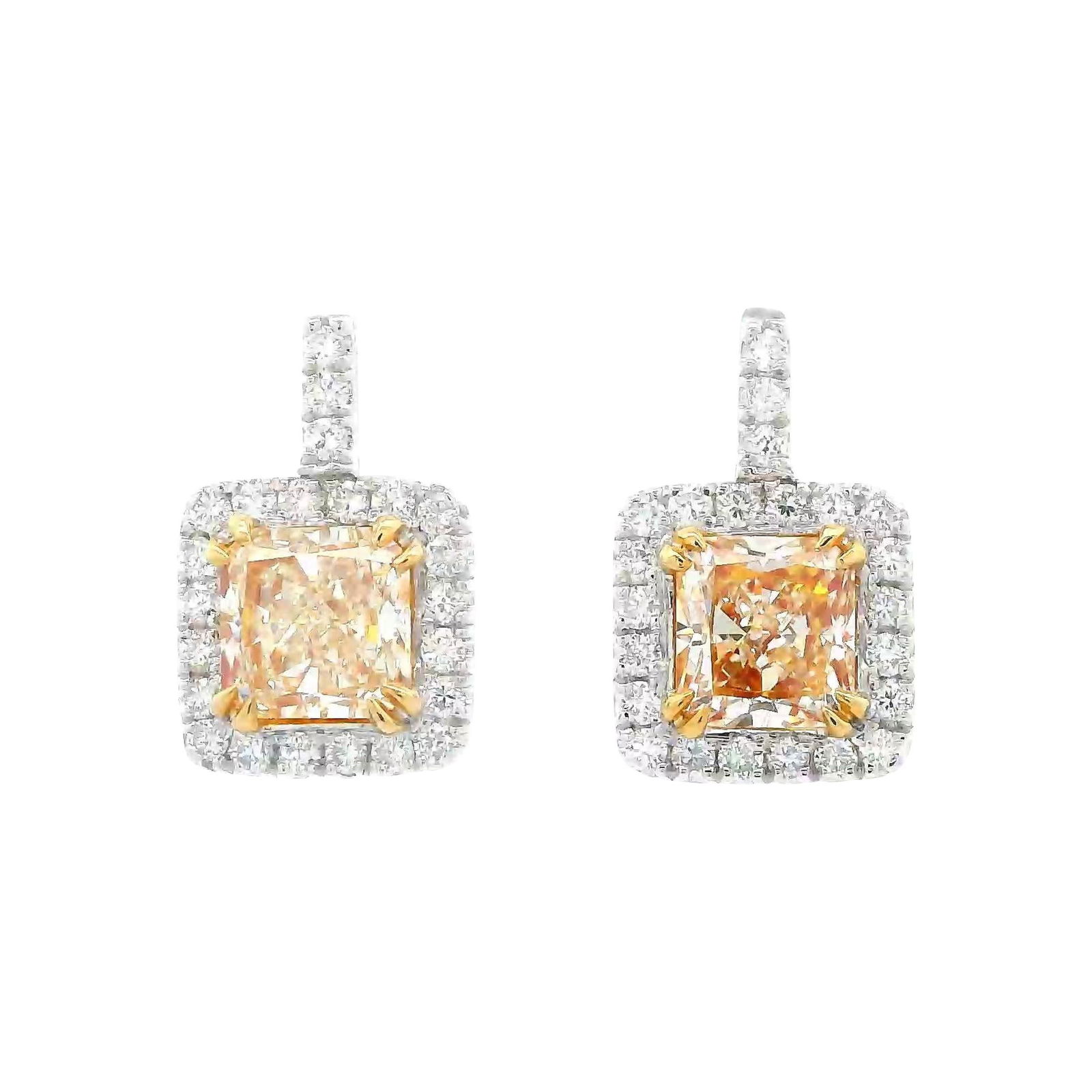 2.51ct EGL Certified Yellow Diamond Dangle Earrings in 18k Gold: 2.51ct EGL Certified Yellow Diamond Dangle Earrings in 18k Gold Elevate your elegance with these stunning 2.51ctt Certified Yellow Diamond Dangle Earrings. Crafted in a beautiful combination of 18k ye