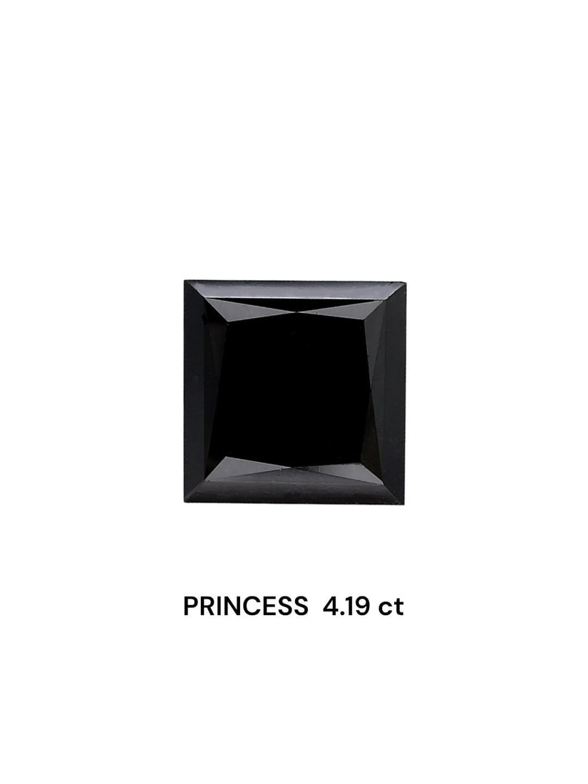 Loose Diamond - PRINCESS 4.19ct Black: Loose Diamond - PRINCESS 4.19ct Black Source: Natural Shape: PRINCESS Carats: 4.19 Color: Black Certification: IGI Video: