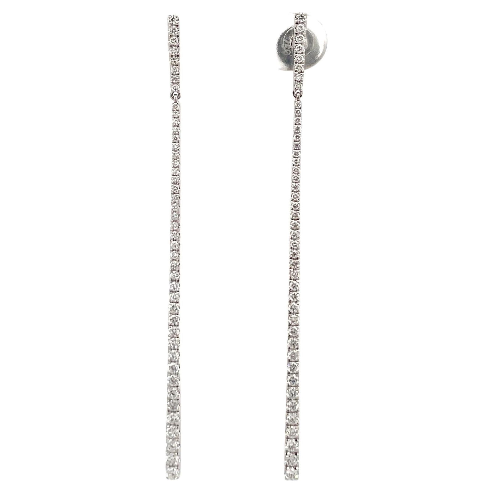 Harbor Diamonds Long Bar Diamond Drop Earrings 0.97ct 18k White Gold (1 of 10)