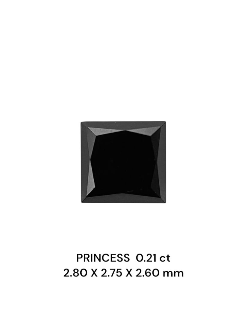 Loose Diamond - PRINCESS 0.21ct Fancy Black VVS2: Loose Diamond - PRINCESS 0.21ct Fancy Black VVS2 Source: Natural Shape: PRINCESS Carats: 0.21 Color: Fancy Black Certification: NONE The Diamond Depot Guarantee: All items in this auction are guarante