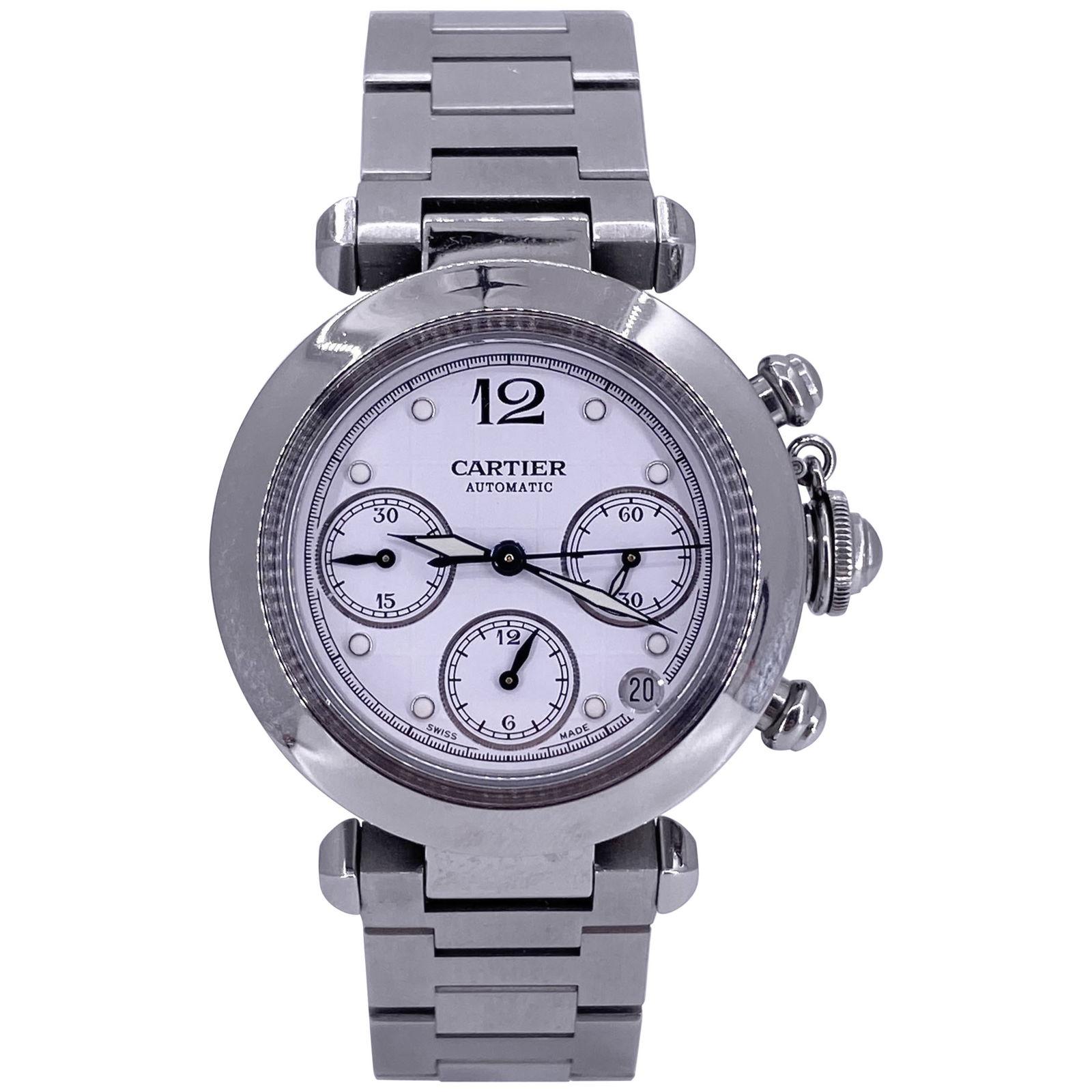Cartier Pasha C Chronograph 36mm Stainless Steel Watch Ref 2412 (1 of 8)