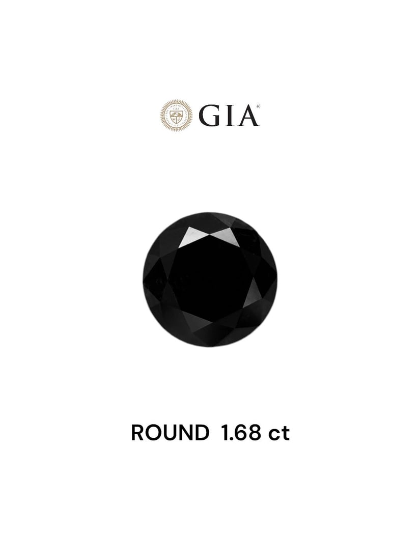 Loose Diamond - ROUND 1.68ct Fancy Black VVS2: Loose Diamond - ROUND 1.68ct Fancy Black VVS2 Source: Natural Shape: ROUND Carats: 1.68 Color: Fancy Black Certification: GIA Video: