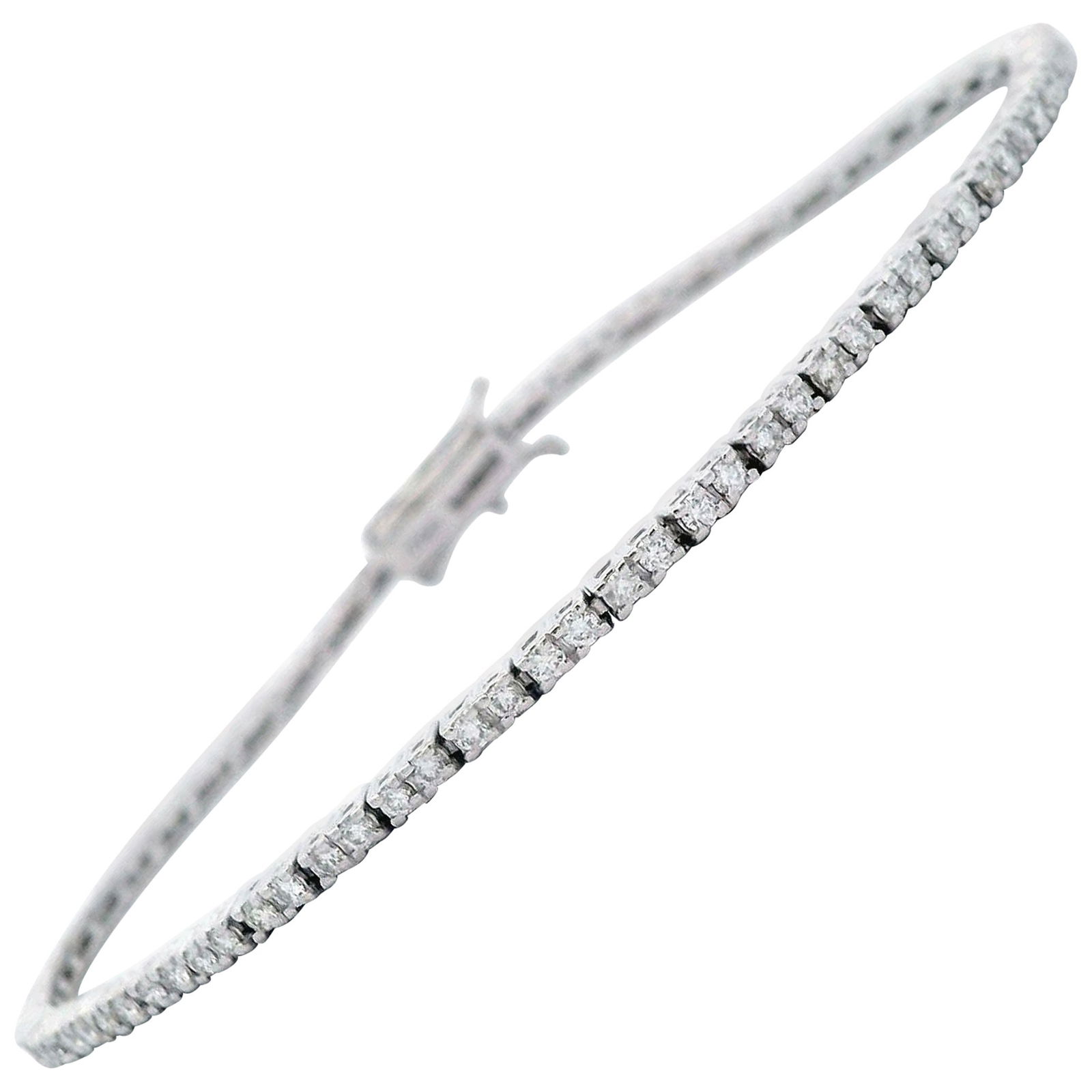 1.03ct Diamond Tennis Bracelet 18k White Gold GIA Appraisal: 1.03ct Diamond Tennis Bracelet 18k White Gold GIA Appraisal This exquisite 1.03 ct diamond tennis bracelet features a stunning array of 95 round brilliant diamonds, showcasing an approximate F/G color