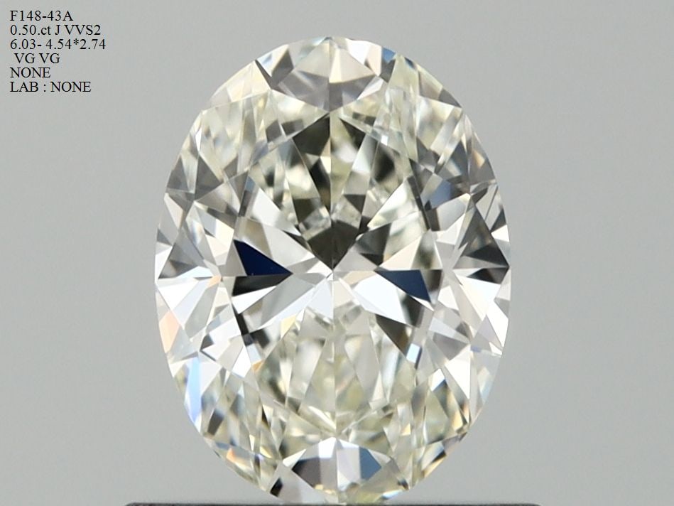Loose Diamond - OVAL 0.5ct J VVS2: Loose Diamond - OVAL 0.5ct J VVS2 Source: Natural Shape: OVAL Carats: 0.5 Color: J Clarity: VVS2 Certification: NONE Video: