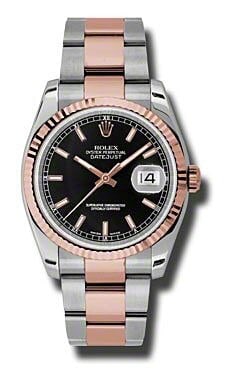Rolex Datejust Ref 116231 Oyster Bracelet Black Stick Dial: Rolex Datejust Ref 116231 Oyster Bracelet Black Stick Dial The Rolex Datejust is a men's watch featuring a black stick dial, fluted bezel, and an Oyster bracelet. This model is identified by reference