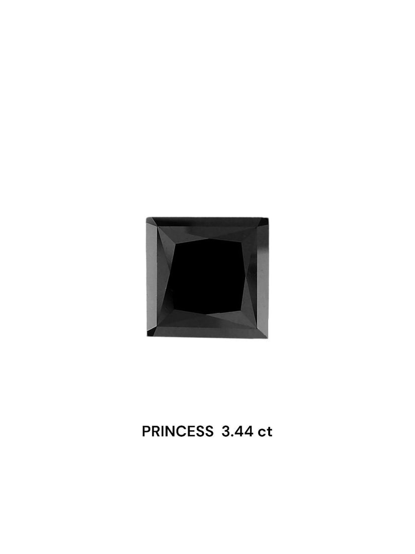 Loose Diamond - PRINCESS 3.44ct Black: Loose Diamond - PRINCESS 3.44ct Black Source: Natural Shape: PRINCESS Carats: 3.44 Color: Black Certification: IGI Video: