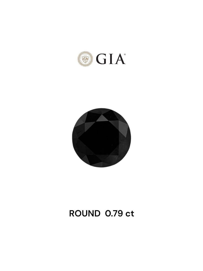 Loose Diamond - ROUND 0.79ct Fancy Black VVS2: Loose Diamond - ROUND 0.79ct Fancy Black VVS2 Source: Natural Shape: ROUND Carats: 0.79 Color: Fancy Black Certification: GIA Video: