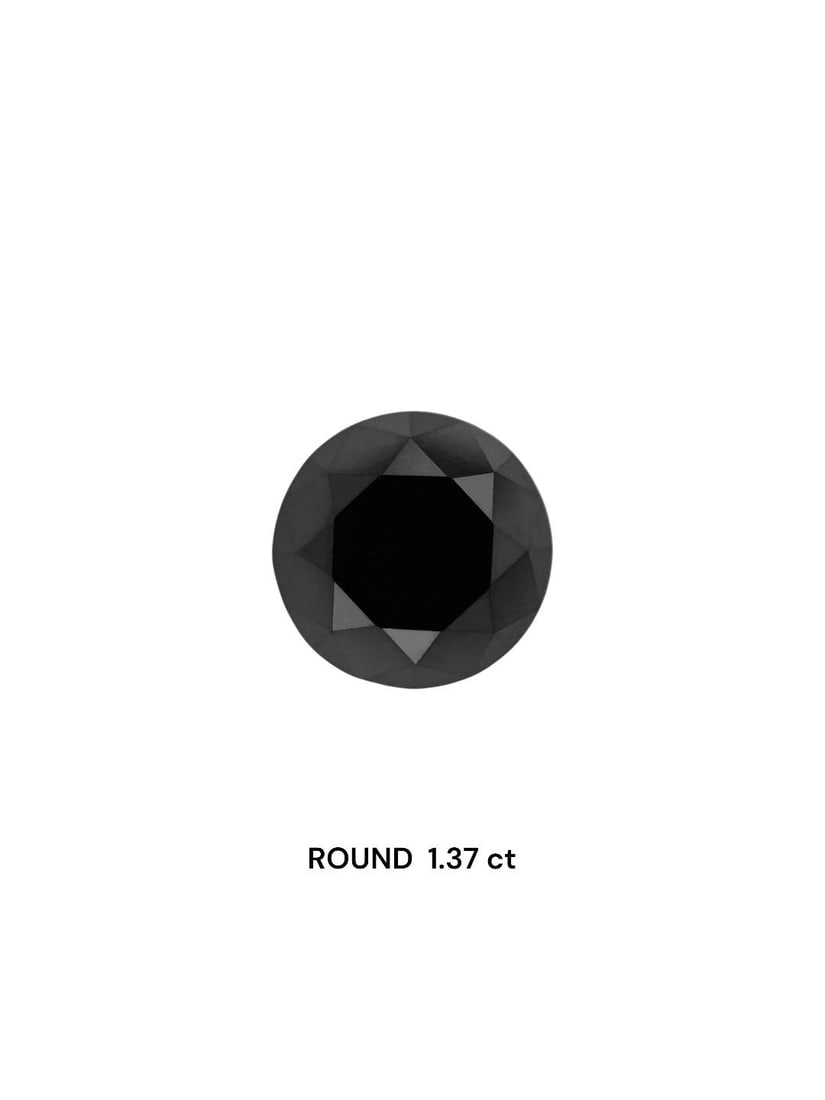Loose Diamond - ROUND 1.37ct Black: Loose Diamond - ROUND 1.37ct Black Source: Natural Shape: ROUND Carats: 1.37 Color: Black Certification: IGI Video: