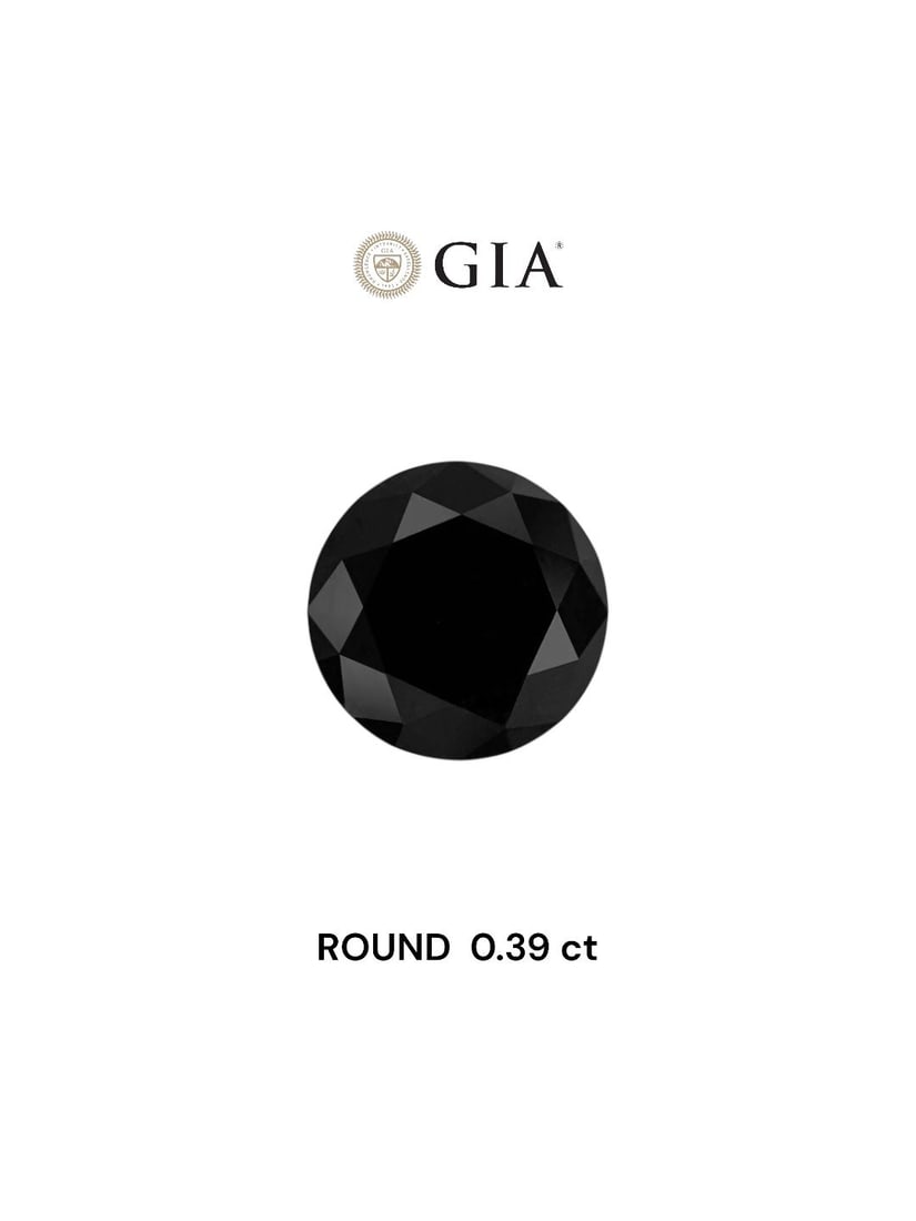 Loose Diamond - ROUND 0.39ct Fancy Black VVS2: Loose Diamond - ROUND 0.39ct Fancy Black VVS2 Source: Natural Shape: ROUND Carats: 0.39 Color: Fancy Black Certification: GIA Video: