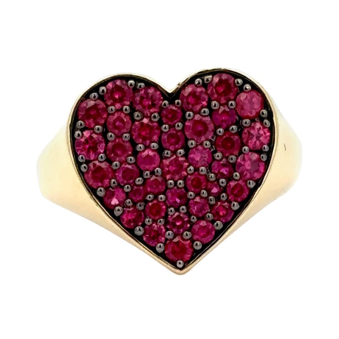 Contemporary Ruby Heart Ring 1.34 Carats 14K Yellow Gold (1 of 4)