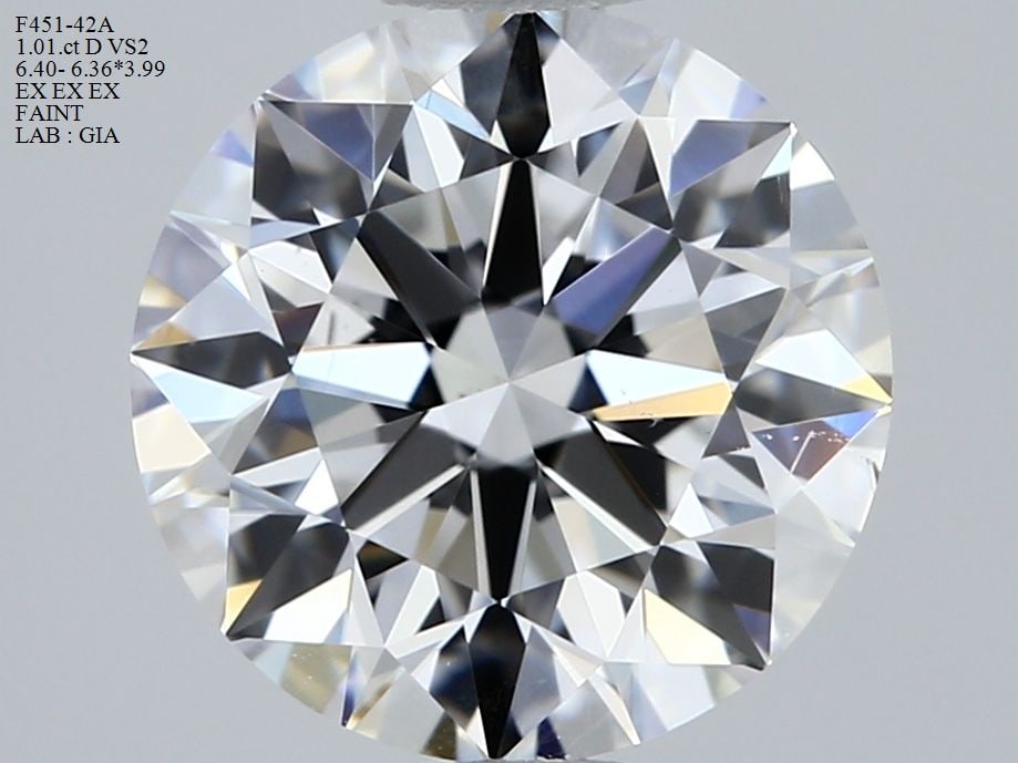 Loose Diamond - ROUND 1.01ct D VS2: Loose Diamond - ROUND 1.01ct D VS2 Source: Natural Shape: ROUND Carats: 1.01 Color: D Clarity: VS2 Certification: GIA Video: