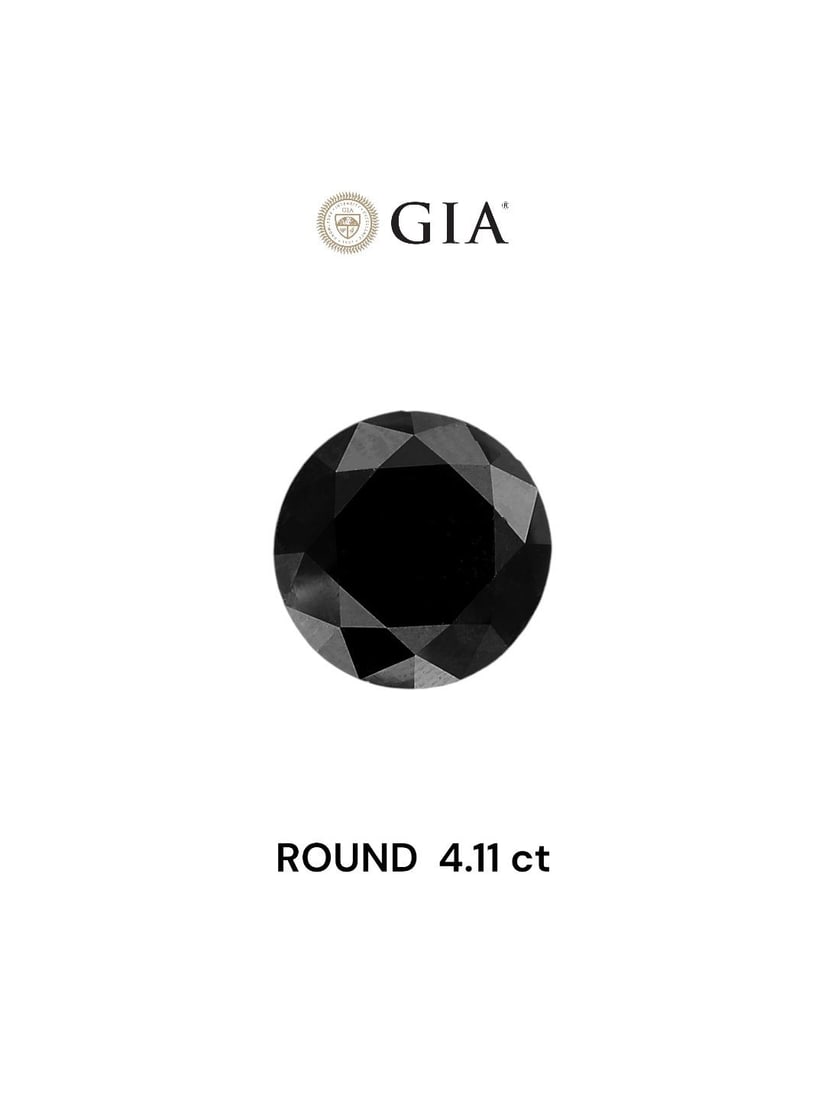 Loose Diamond - ROUND 4.11ct Fancy Black VVS2: Loose Diamond - ROUND 4.11ct Fancy Black VVS2 Source: Natural Shape: ROUND Carats: 4.11 Color: Fancy Black Certification: GIA Video: