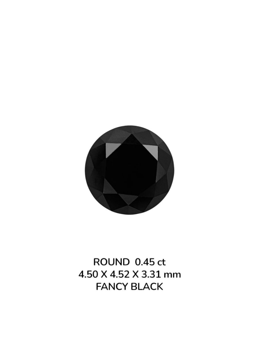 Loose Diamond - ROUND 0.45ct Fancy Black VVS2: Loose Diamond - ROUND 0.45ct Fancy Black VVS2 Source: Natural Shape: ROUND Carats: 0.45 Color: Fancy Black Certification: NONE Video: