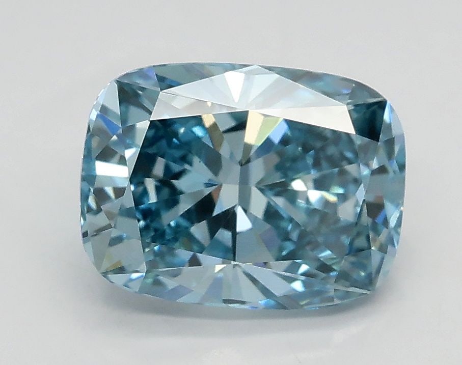Loose Diamond - CUSHION BRILLIANT 1.9ct Fancy Intense Blue VS1: Loose Diamond - CUSHION BRILLIANT 1.9ct Fancy Intense Blue VS1 Source: This is a real non-mined Diamond that has been grown in a lab Shape: CUSHION BRILLIANT Carats: 1.9 Color: Fancy Intense Blue Cert