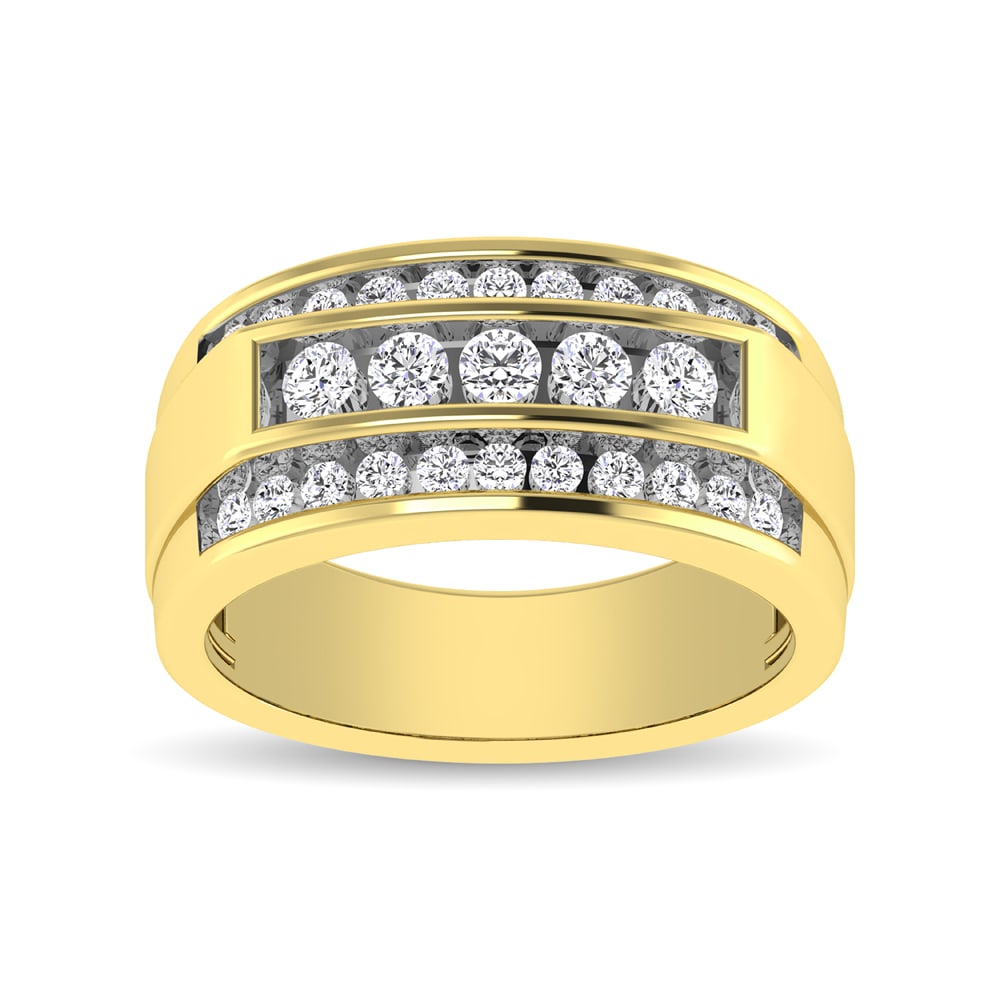 10K Yellow Gold 1 Ct.tw Round Cut Diamond Mens Wedding Band: 10K Yellow Gold 1 Ct.tw Round Cut Diamond Mens Wedding Band This amazing Wedding band is available in 10K Yellow Gold. There are 27 round diamonds with a total carat weight of 1 Ct.Tw. set in a channe