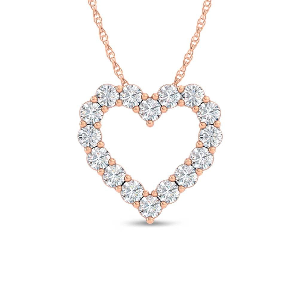 10K Rose Gold Lab Grown Diamond 1 Ct.Tw. Heart Pendant: 10K Rose Gold Lab Grown Diamond 1 Ct.Tw. Heart Pendant Polished 10K Rose gold heart pendant featuring lab-grown diamonds totaling 1 carat total weight. 10k Rose Gold Stone Color: D-f Stone Clarity: Vs
