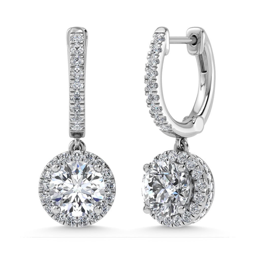 14K White Gold Lab Grown Diamond 2 1/2 Ct.Tw. Dangler Earrings: 14K White Gold Lab Grown Diamond 2 1/2 Ct.Tw. Dangler Earrings Designed to shimmer with every step, these dangler earrings feature 2 1/2 Ct.Tw. of lab-grown diamonds in radiant white gold. 14k White G