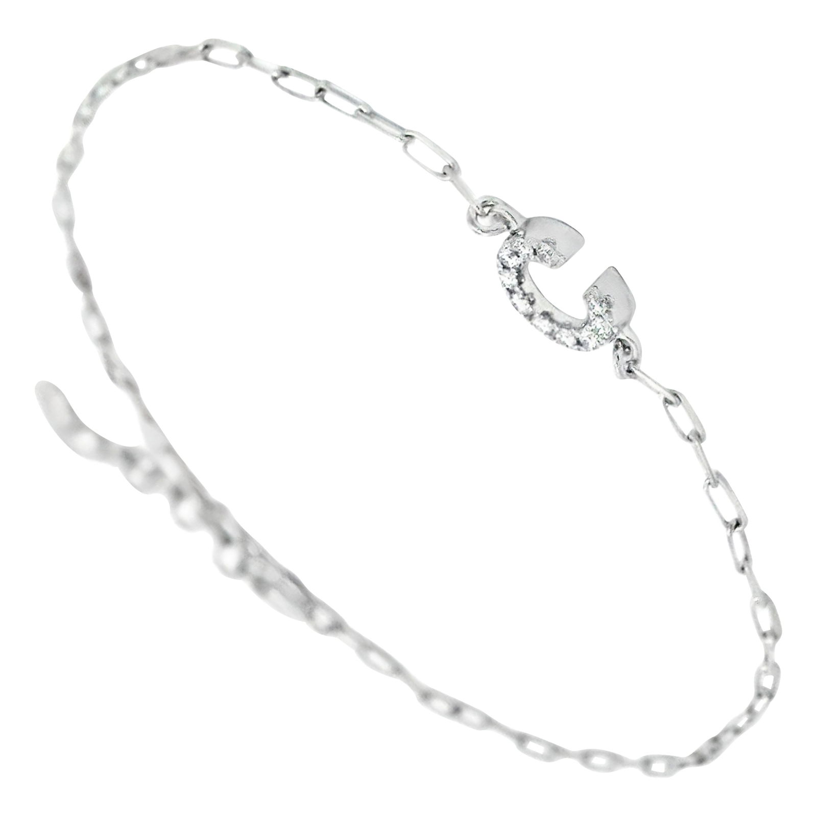 18k White Gold Diamond C Charm Bracelet (1 of 4)