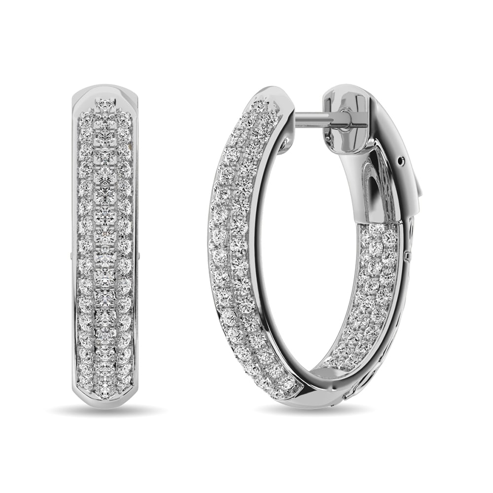 Diamond 1 Ct.tw Hoop Earrings in 14K White Gold: Diamond 1 Ct.tw Hoop Earrings in 14K White Gold Diamond 1 Ct.Tw. Hoop Earrings in 14K White Gold 14k White Gold Stone Color: G-h Stone Clarity: I1 This item may take 2-5 weeks for shipping. The Diamon
