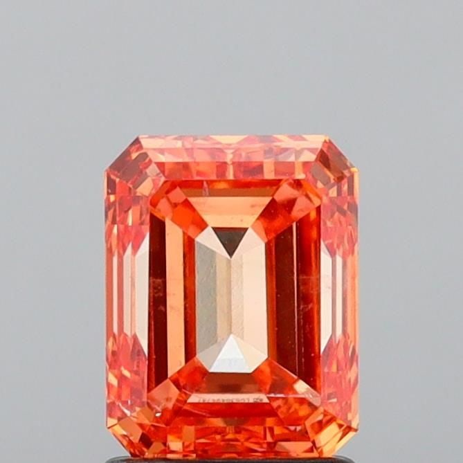 Loose Diamond - EMERALD 2.01ct Fancy Intense Pinkish Orange SI1: Loose Diamond - EMERALD 2.01ct Fancy Intense Pinkish Orange SI1 Source: This is a real non-mined Diamond that has been grown in a lab Shape: EMERALD Carats: 2.01 Color: Fancy Intense Pinkish Orange